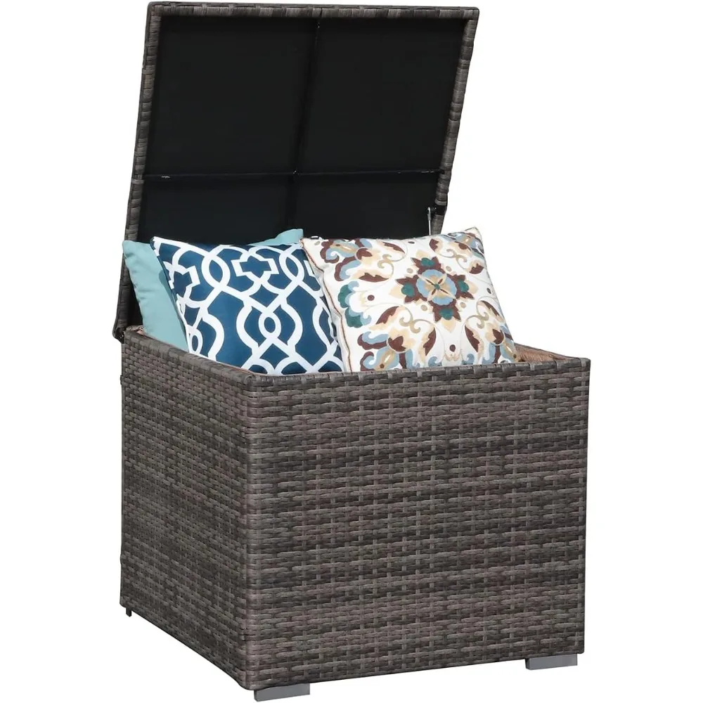 

Outdoor Storage Box, Waterproof Deck Box for Patio Furniture, Wicker Storage Bin for Cushions, Pillows, Organization, Indoor