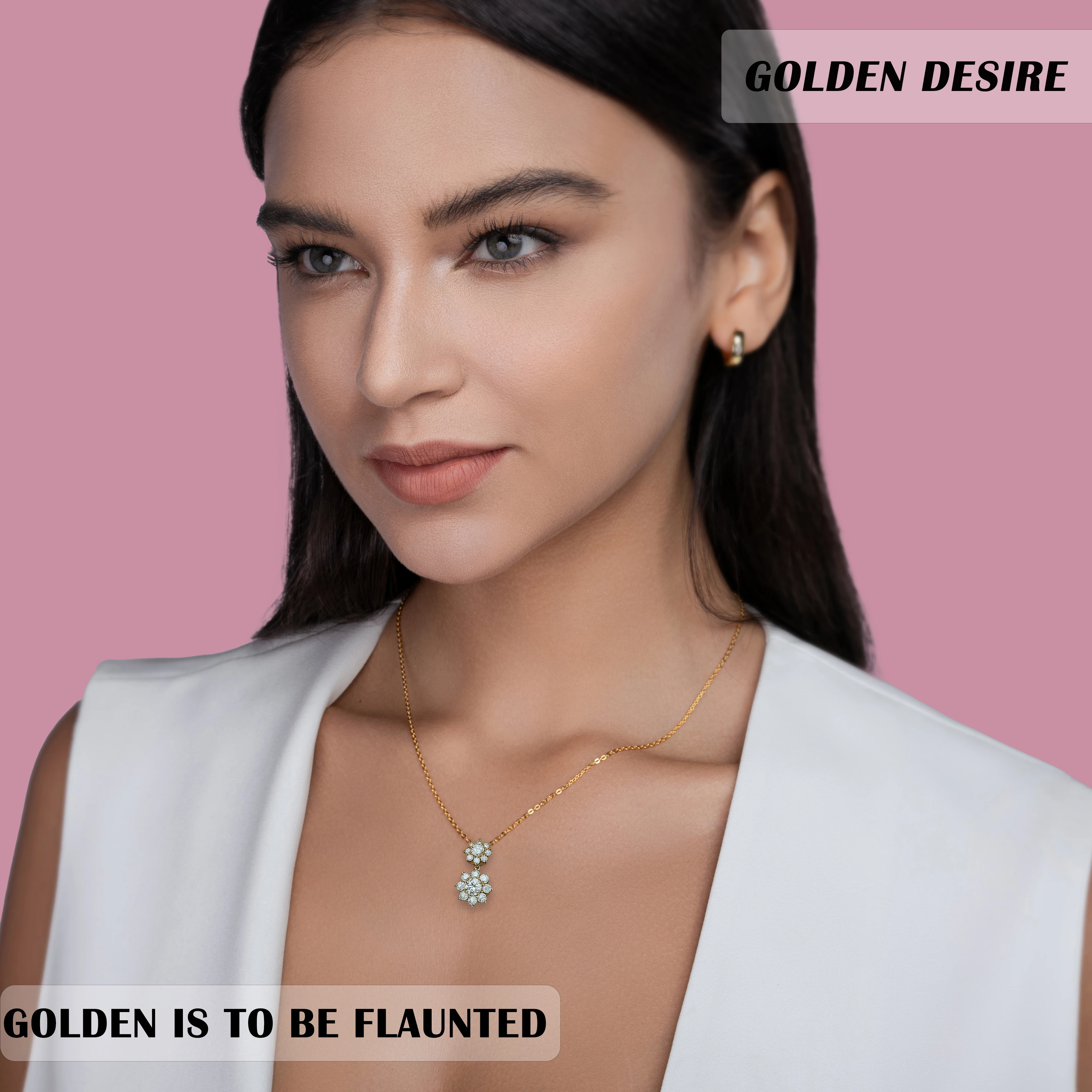 

Ожерелье с подвеской из муассанита с двойным цветочным принтом 3,6 карата — серебро S925 с покрытием из 18-каратного золота, элегантность в цвете, идеально подходит для Cherished Moments