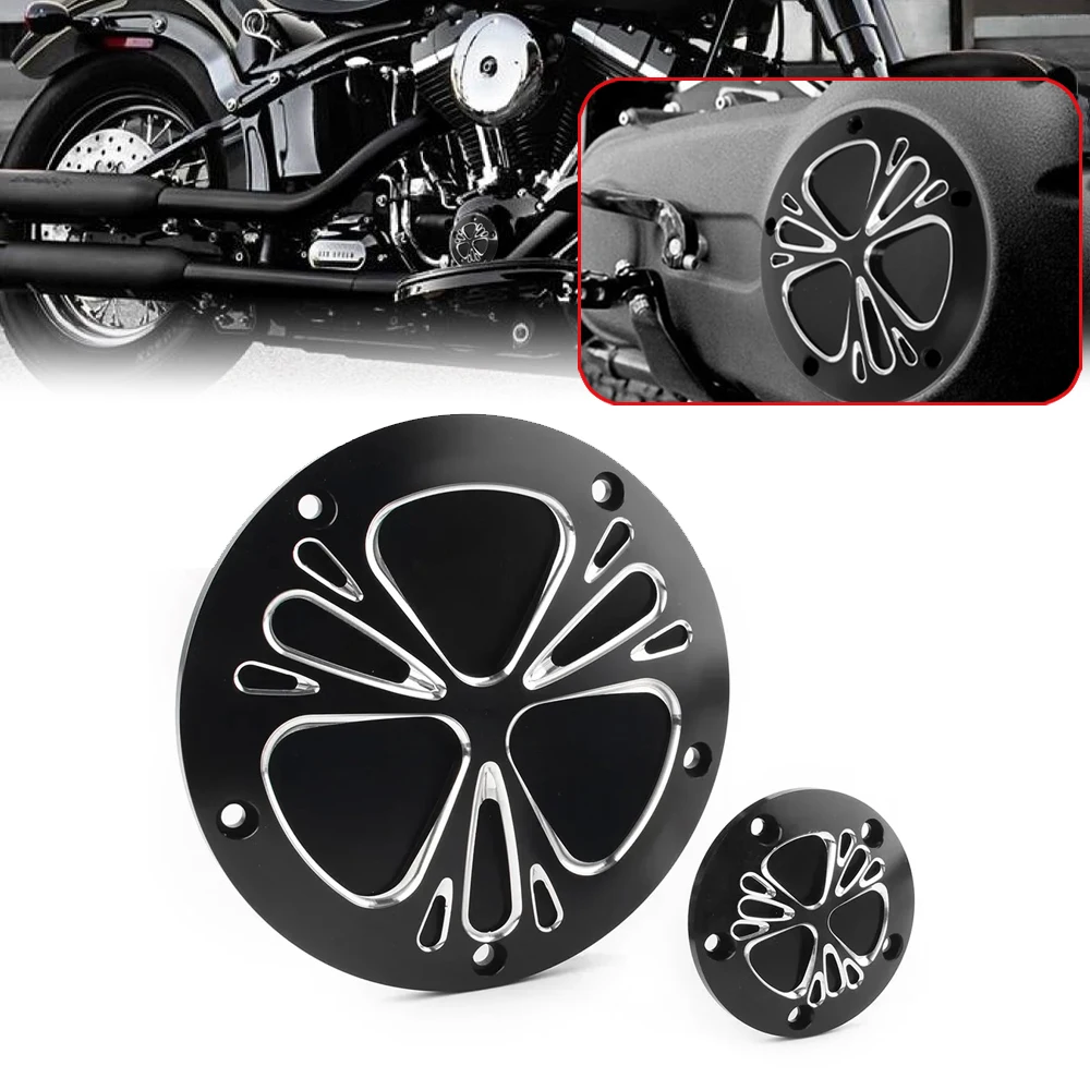 

Motorcycle Black CNC Aluminum Derby Clutch Timer Cover Engine Covers For Harley Touring Softail Dyna Street Glide Road King