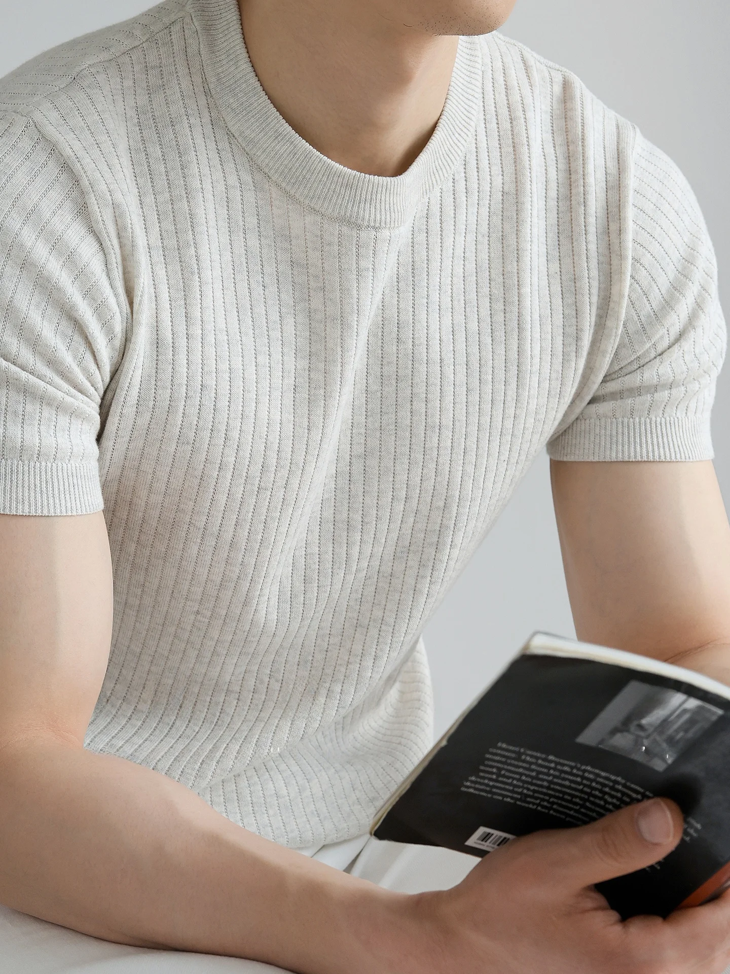 High Quality Combed Cotton Knitted Short Sleeve T-Shirt Men's Casual Summer Cool Feeling Top Commute Series Standard Fit