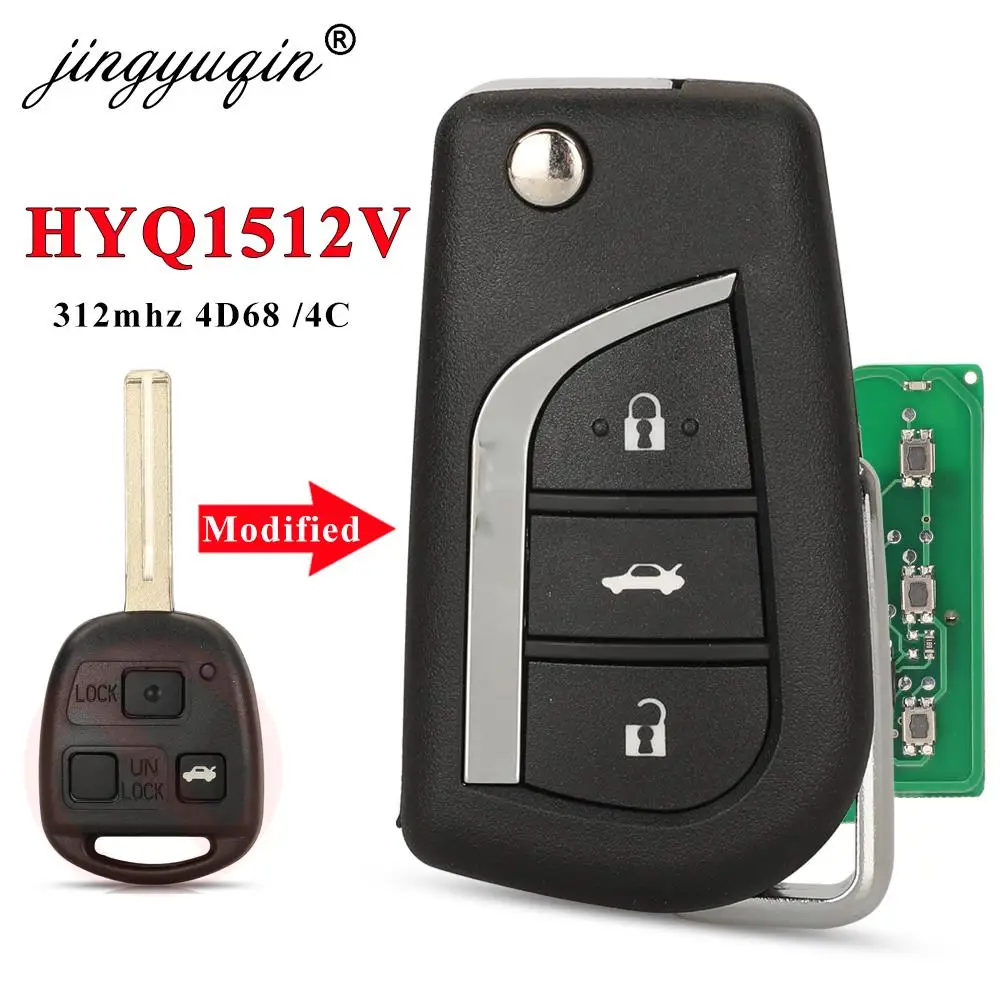 

jingyuqin Upgraded Flip Remote Control US Car Key 3BTN 312MHz 4D68 /4C Chip FOB for Lexus LX470 GX470 LS400 IS300 GS430 GS300