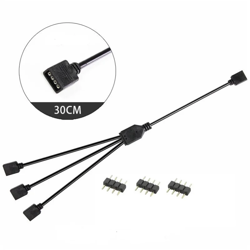 Computer Motherboard Sync Cable 5V ARGB 3-Pin 1-to-3 12V RGB 4-Pin 1-to-4 Extension Cable for Light Strip RGB LED Sync Control