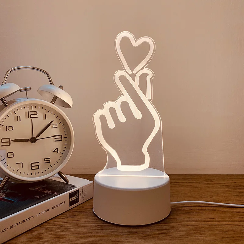 3D Acrylic LED Night Lamp USB Operated - Bedside Table Highlight for Birthday & Home Interior Decoration