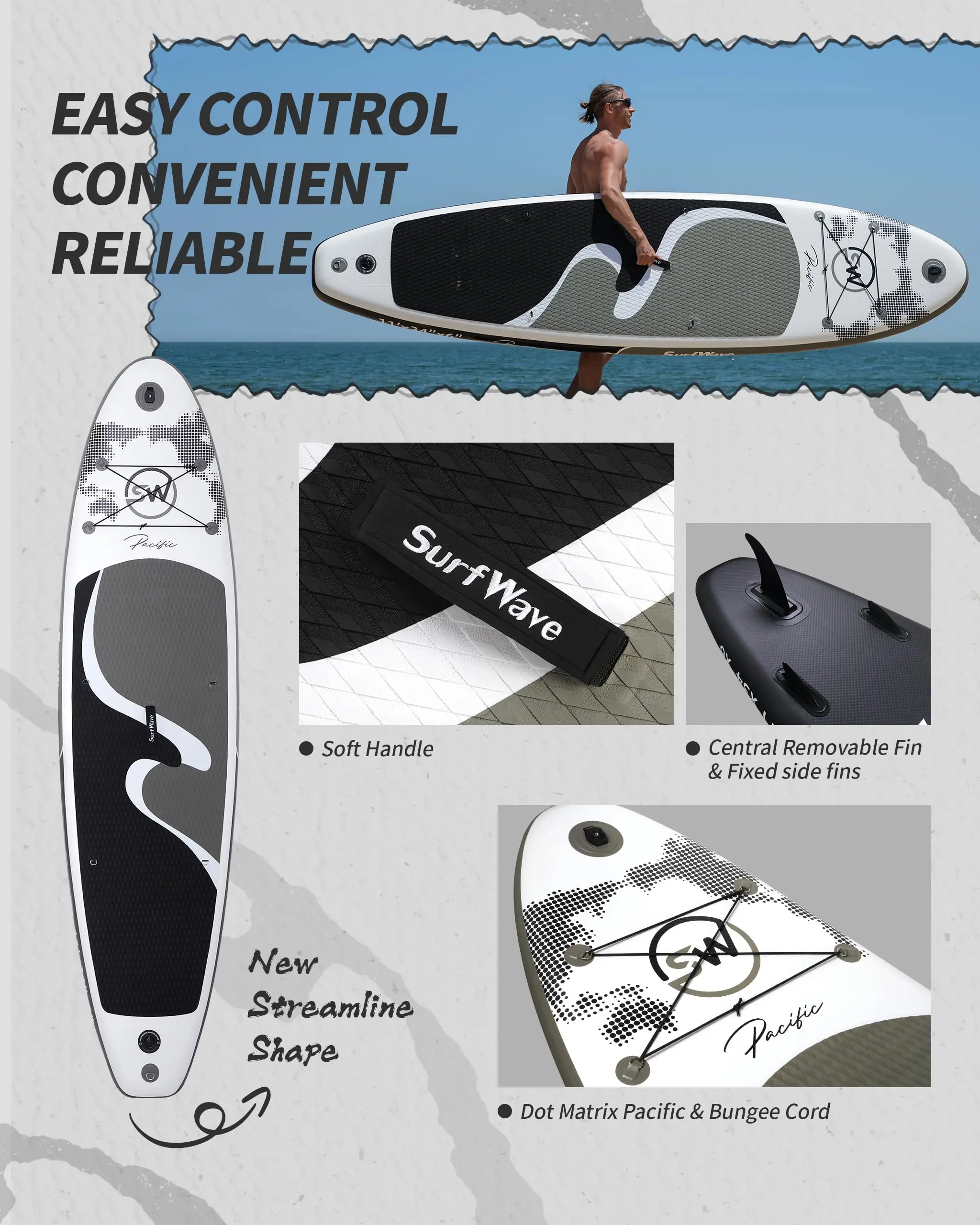2024 Hot Sell US Warehouse Stock Sup Inflatable Paddle Board Surf Board