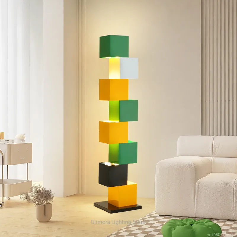 Minimalist Art Cube Floor Lamp with Full Spectrum Eye-Care,Designer Living Room&Colorful Bedroom Ambient Light with Premium Feel