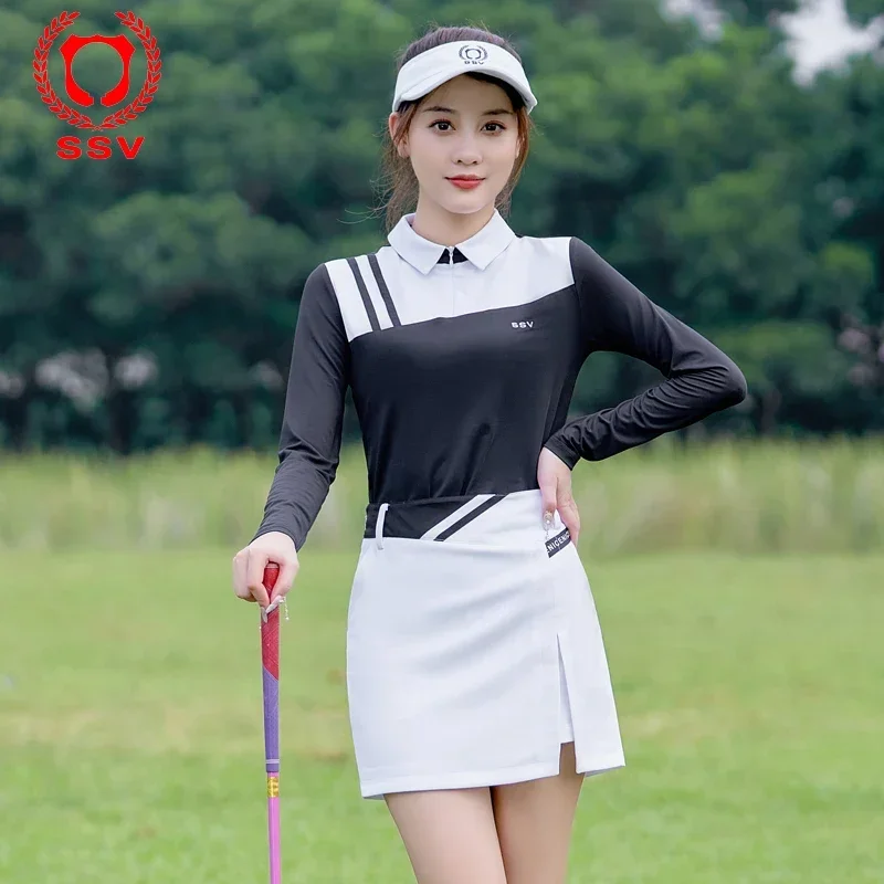 Golf Clothing Women's Suits Long-sleeved Tops Short Skirts Anti-exposure Slim Breathable GOLF Korean Version Sweat-absorbent