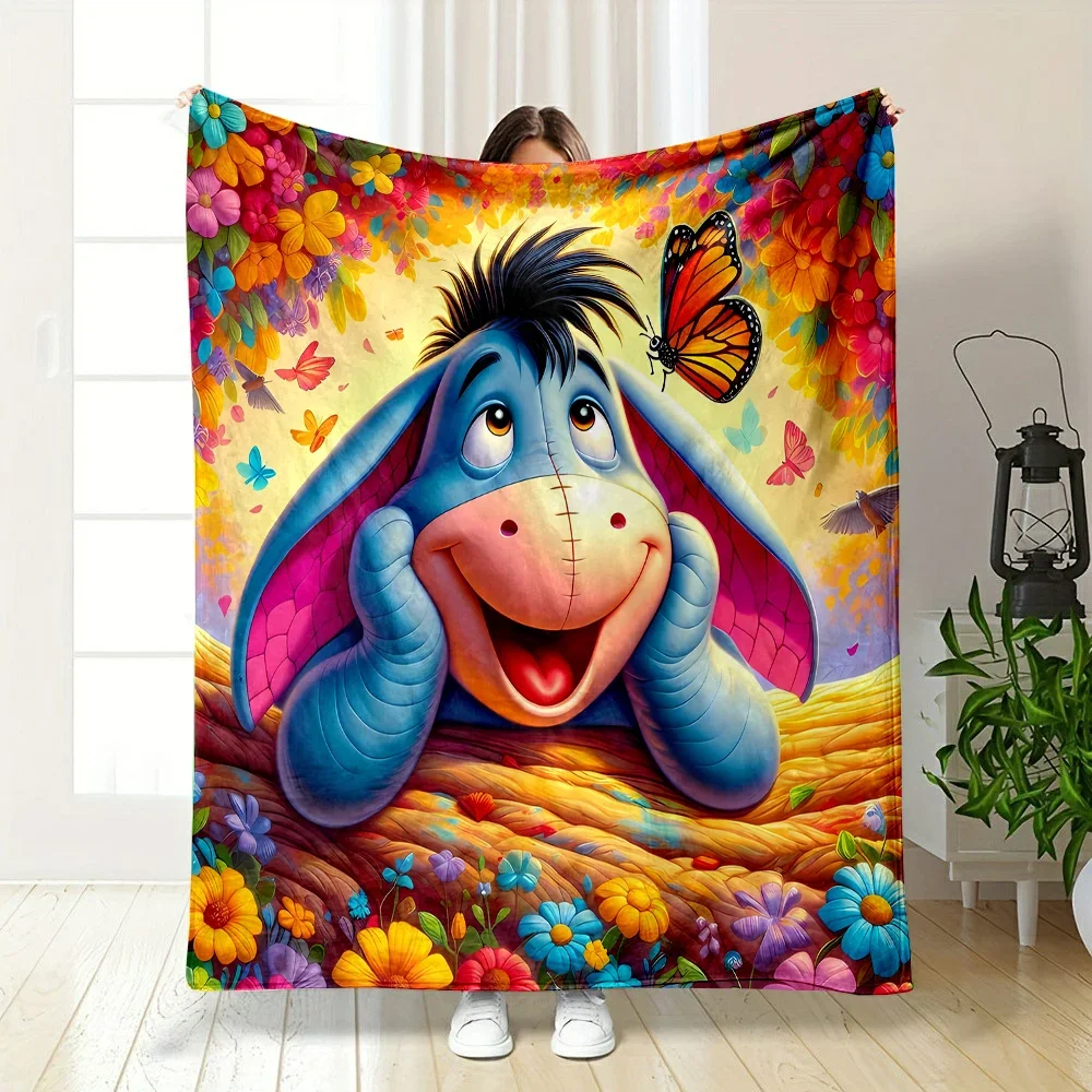 Disney Pooh Bear Eeyore Blanket Warm Soft Fluffy Kids and Adult Sofa Bed Throw Blanket Outdoor Travel Camping Sheet Plaid