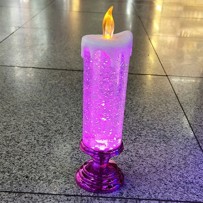 LED Water Candle Color Changing Electronic Rechargeable Waterproof Color LED with Glitter Candle Usb Charging Home Decoration