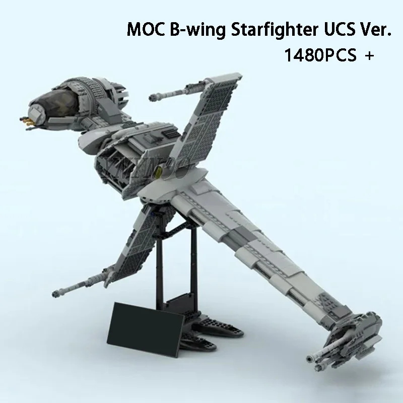 NEW 1480PCS Customed MOC Bricks SW Space Galaxy B-wing Spacefighters MOD 10227 UCS Ver. Classic Building Blocks Model DIY Toys