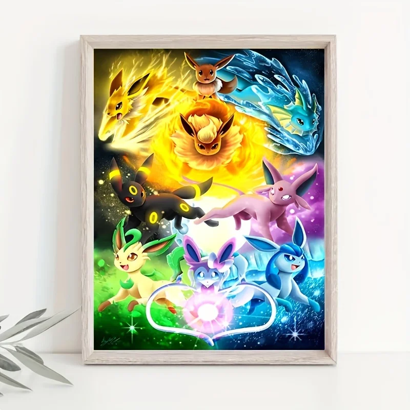 Cartoon Anime Pokemon Eeveelutions Eevee Poster Wall Art Prints Canvas Painting Wall Decor Living Room Home Decor (No Frame)