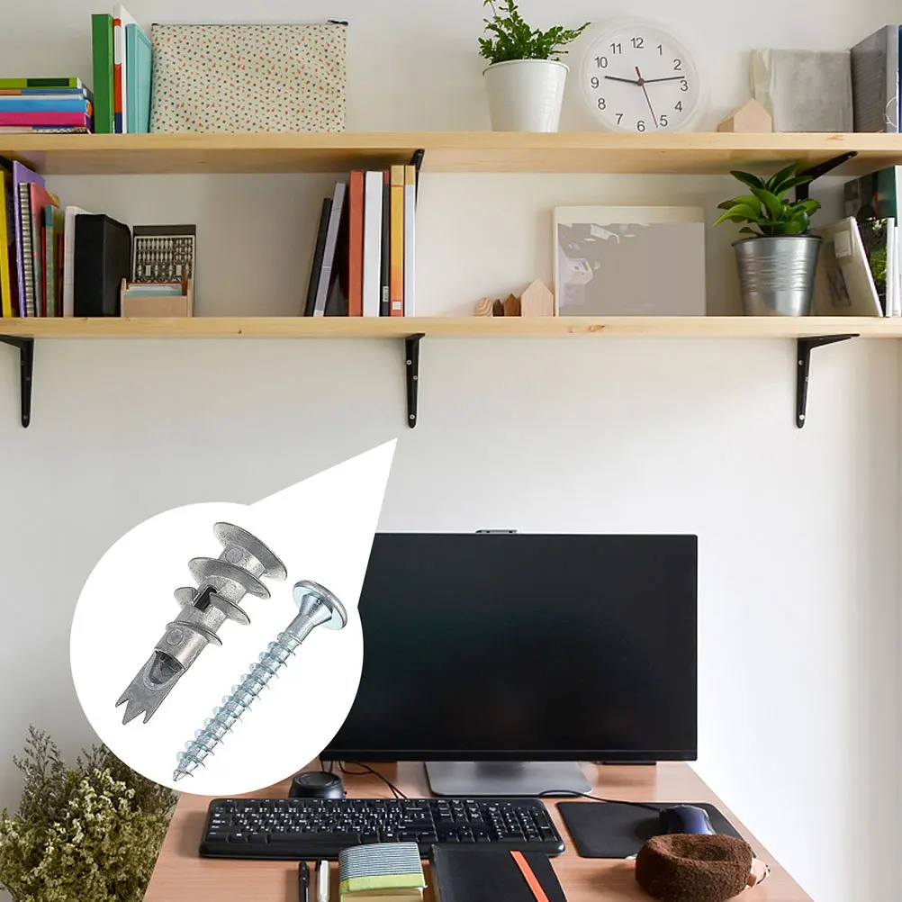 

50 set Multipurpose Anchor Screws Silver Zinc Alloy Fixings For Plasterboard Durable Self-Drilling Screw Installation Tools