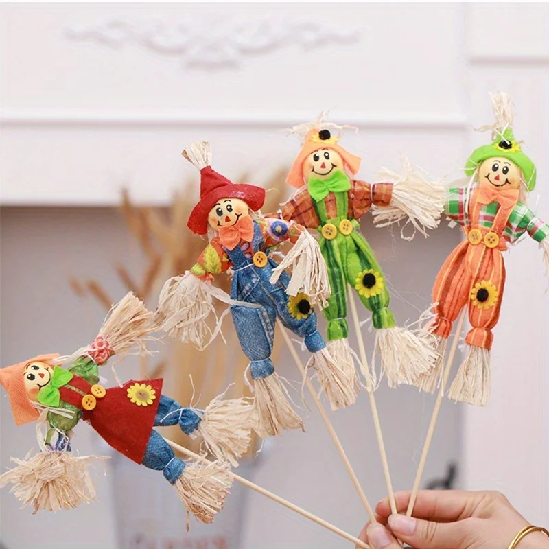2PCS Halloween Scarecrow Decoration Set - Cute Pumpkin and Country Theme, Suitable for Home, Kitchen, Living Room, and Bar