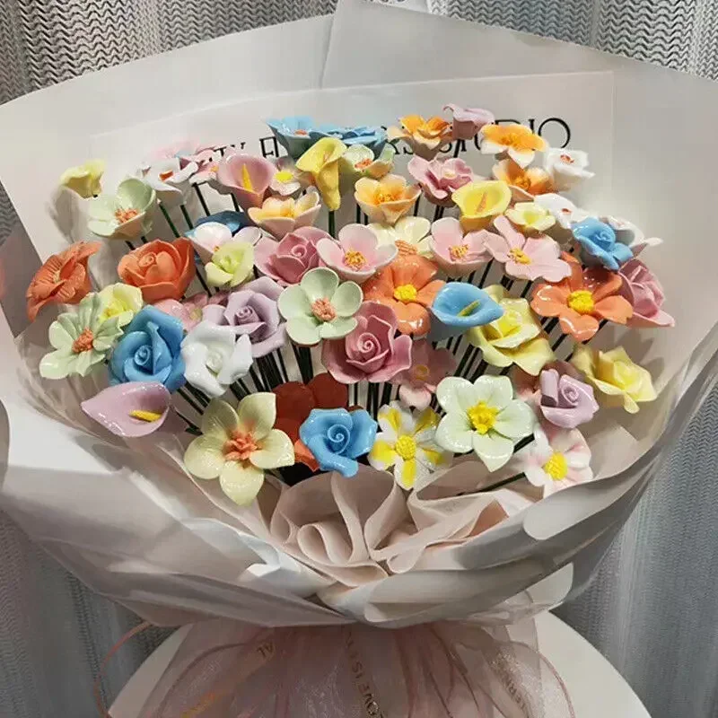 

Handmade Ceramic Flower Garden Stakes Decorative Floral Stake for Wedding Party Event Outdoor Indoor Decoration