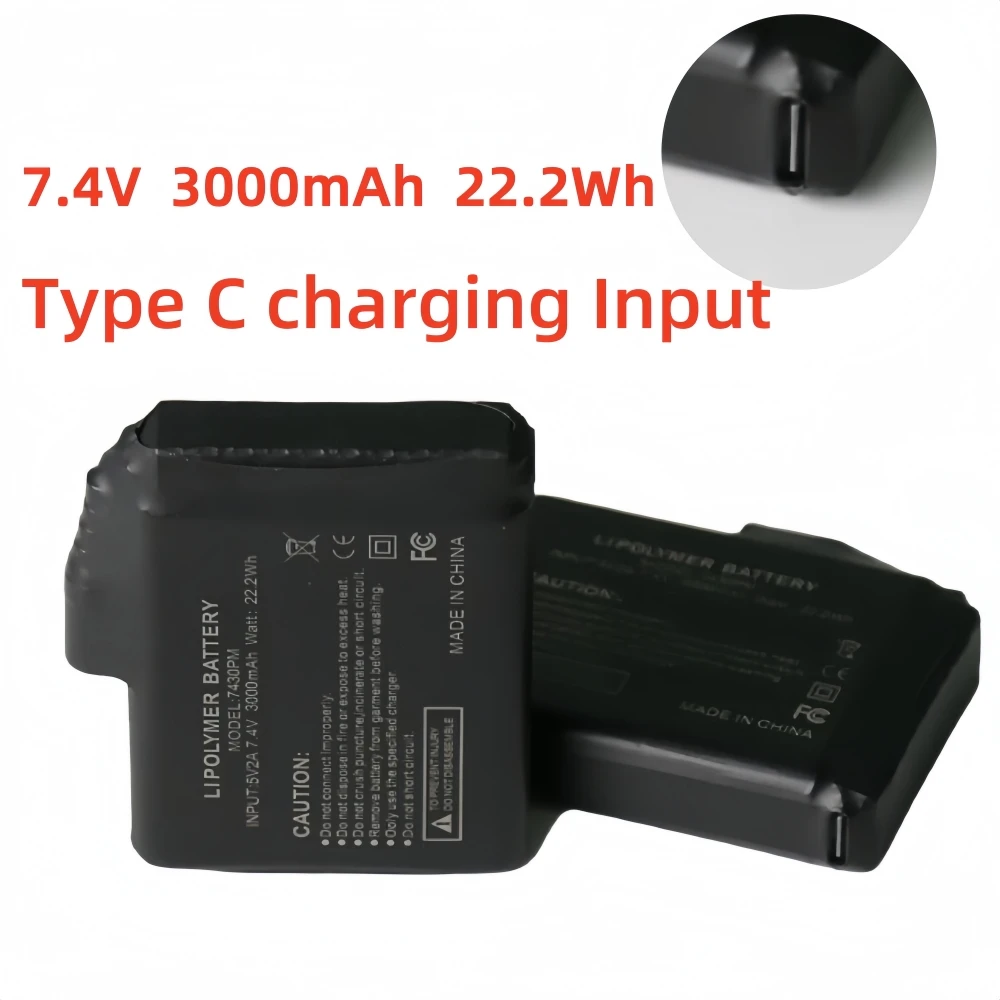 7.4V Charger for Heated, 3000mAh Heated Gloves Batteries Universal Li-polymer DC Output Battery for Heated Product