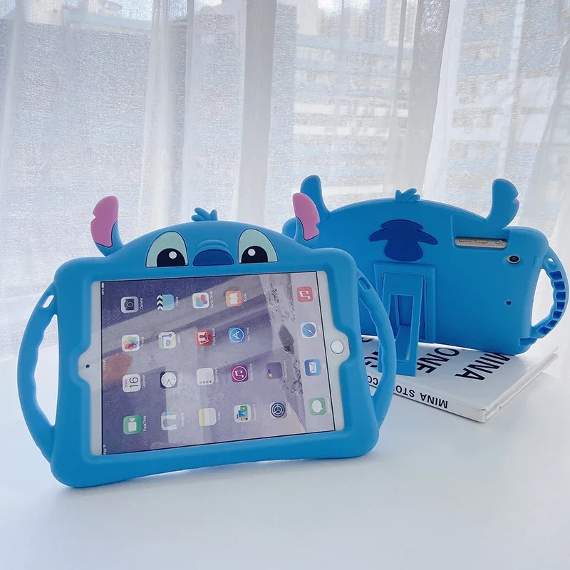 Stitch caso para ipad pro 9.7in 19 20 7/8/9th 10.2 polegada caso suporte mini4/5 9.7 polegada dos desenhos animados silicone à prova de choque crianças capa presente