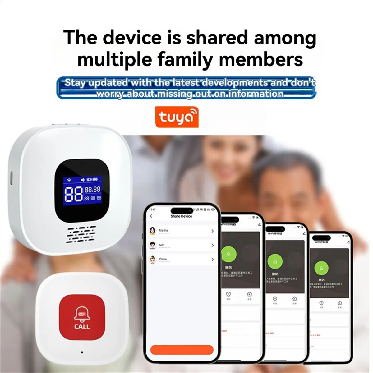 Goodprice Tuya Smart WiFi Elderly Caregiver Pager SOS Call Button Emergency SOS Alert System for Seniors Patients Elderly Home