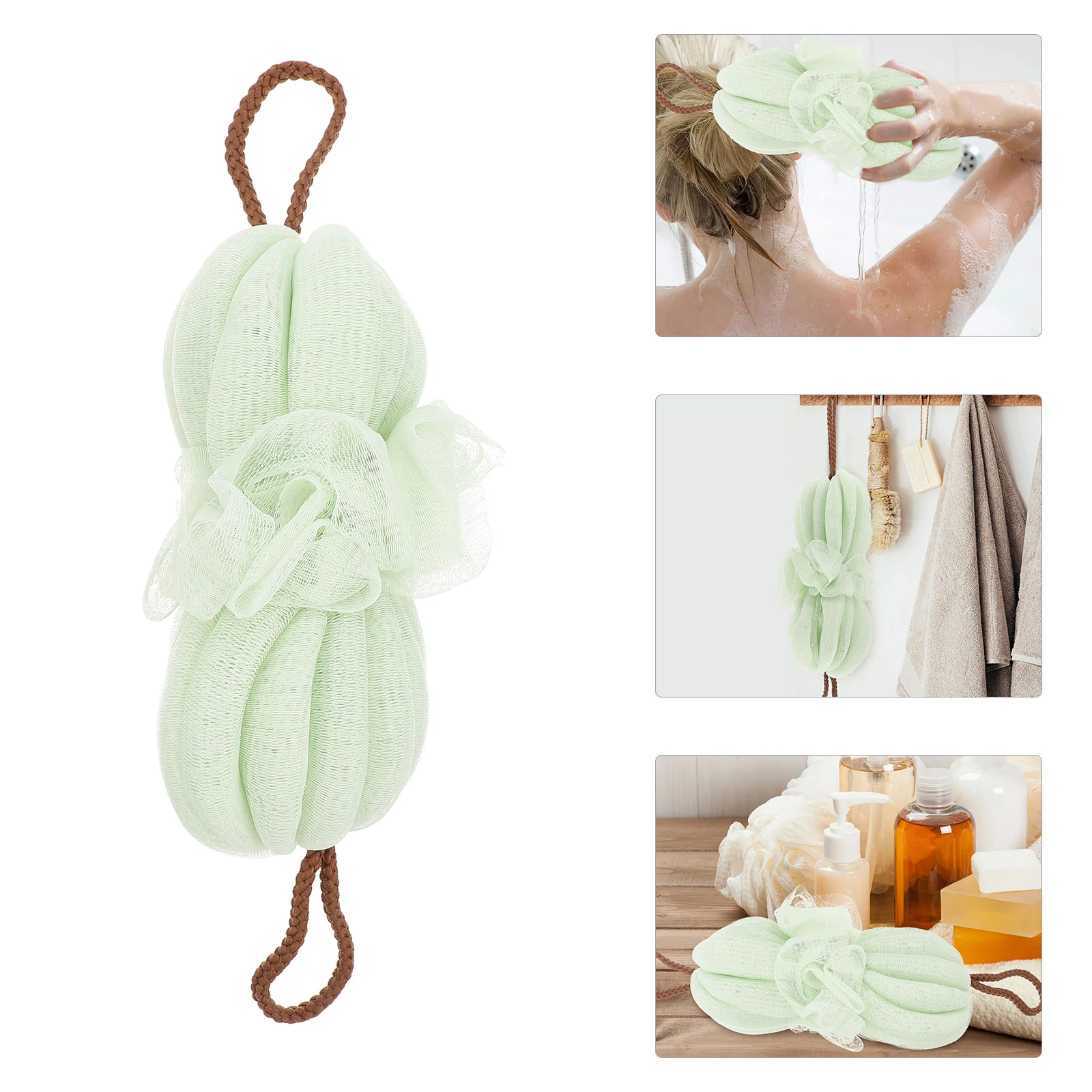 

2 Pcs Shower Gel Bath Towel Back Scrub Towels Scrubber Strip Pouf Scrubbing Green Man