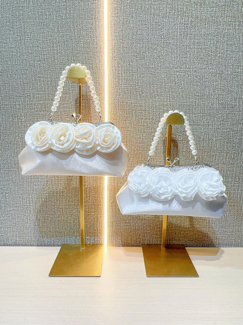 

Белая женская сумочка-клатч с цветочным узором, роскошная вечерняя сумка с жемчужной цепочкой, клатч для банкетов, свадеб и вечеринок, женская сумка через плечо