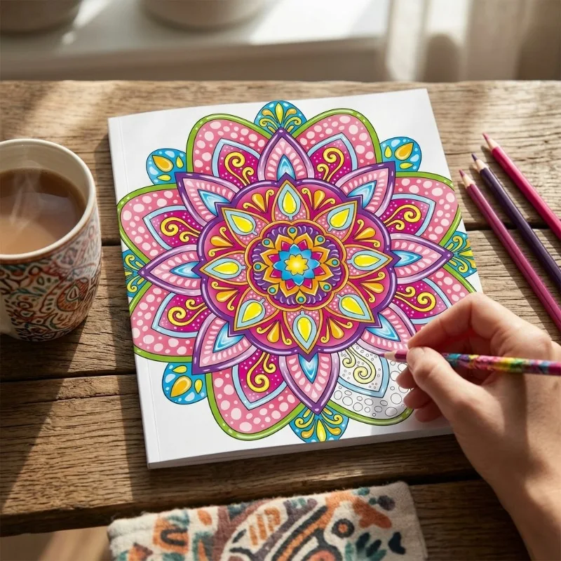 Adult Mandala Coloring Book 32 Pages Stress Relief Graffiti Drawing Book Art Creation Coloring Notebook Relaxation Therapy