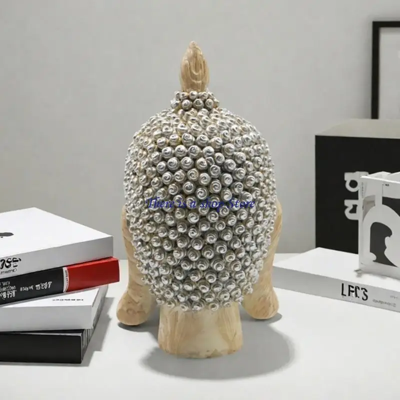 

D0AD Compactly Resin Shakyamuni Buddhas Sculpture Buddhas Head Statue for Home Decors for Creating Serenes Environment