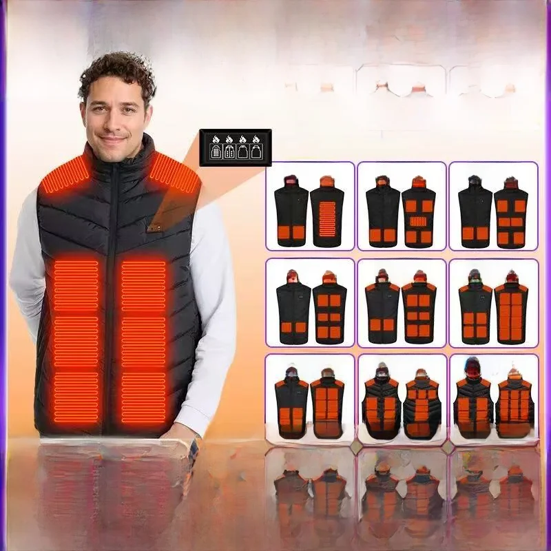 

USB Intelligent Heating Vest Winter Smart Clothing Electric Heating Warmer Stand Collar Short Length Polyester Fiber