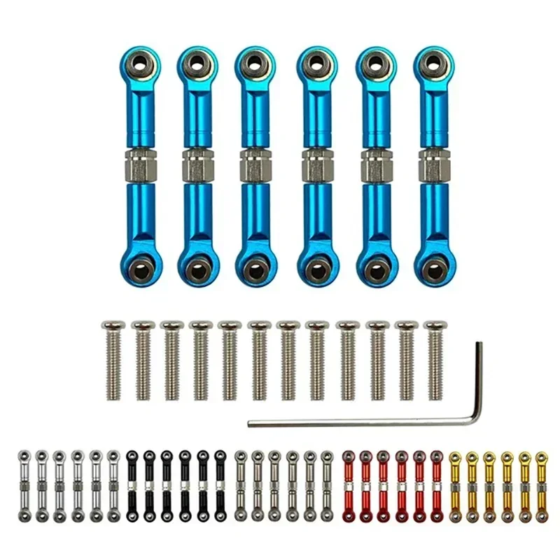 6Pcs Adjustable for Wltoys 1/18 A949 A959 A969 A979 K929 Aluminum Upgrade Spare Parts Metal Linkage Pull Rod Servo Link A959-B