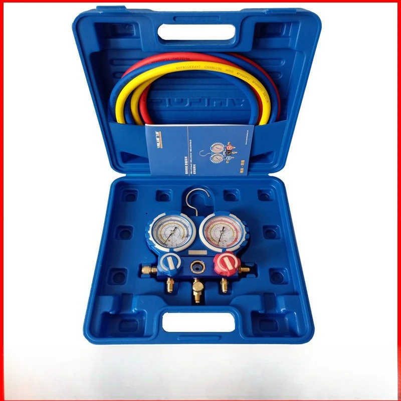 VMG‑2‑R22/410A‑B AC Refrigerant Gauge, Dual‑valve Manifold Tester for R22 & R410A Freon Charging