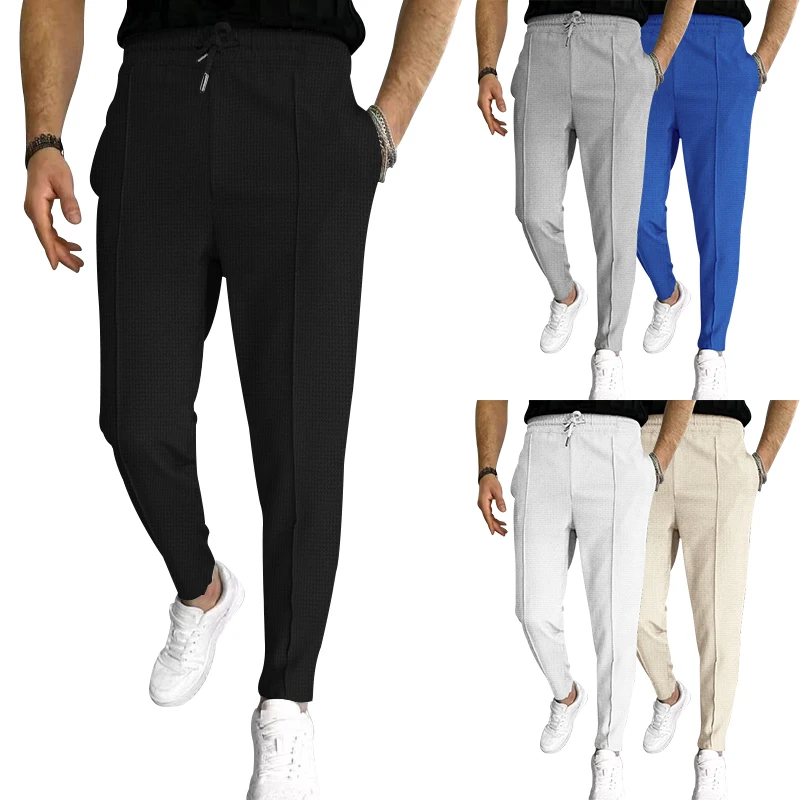 2023 New Vertical Cotton Pants Drawstring Elastic Waist Casual Comfort Pants