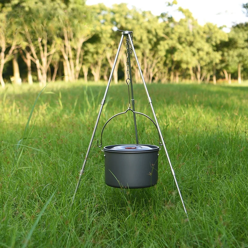 

Lighten Up Outdoor Tableware Big Capacity Aluminum Alloy Camping Picnic Hanging Cookware Tableware Pot Cooking For Campfire Pot