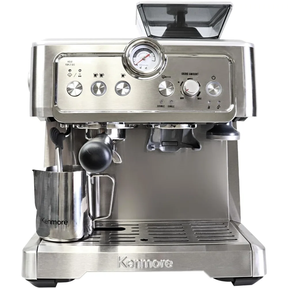 Espressomachine Met Molen En Melkopschuimer, 15 Bar Semi-Automatisch Espresso-Koffiezetapparaat, Alles In Één Cappuccino En Latte