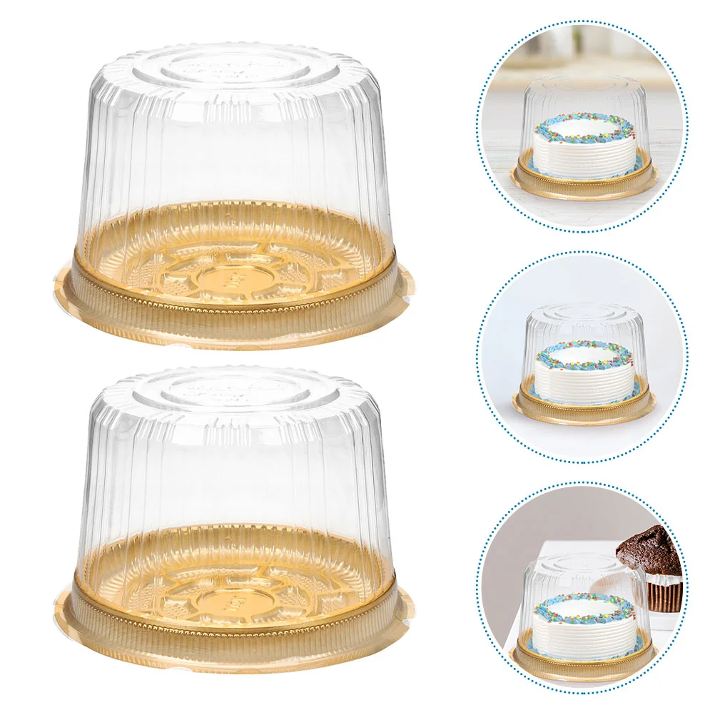 

50 Pcs Cake Box Boxes With Clear Lids Round Plastic Treasure Chest Cupcake Stand Containers Transparent Carrier