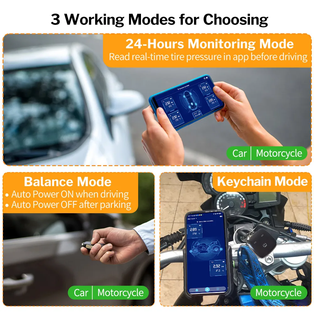 Deelife-sistema monitor de pressão dos pneus, tpms, android, ios, compatível bluetooth, para carro, motocicleta, bicicleta, sensor tpms, controle ble