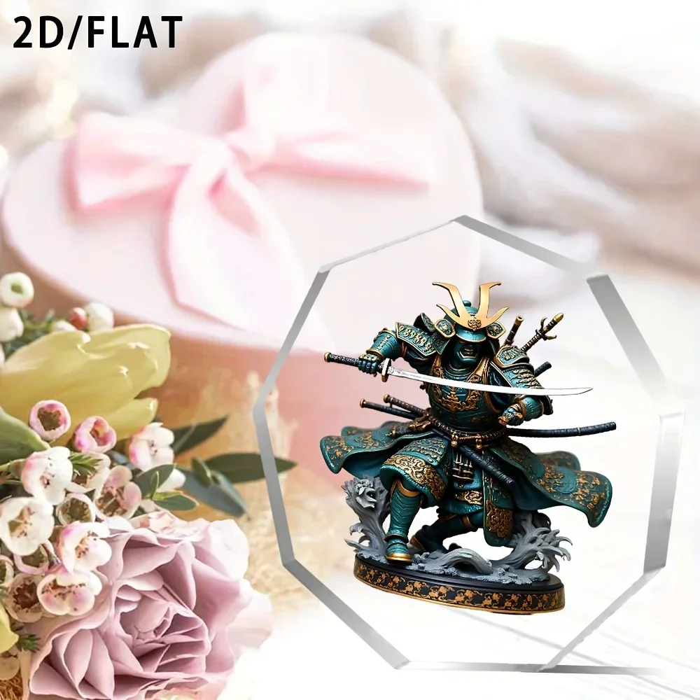 CIFBUY Crystal Acrylic Desktop Ornament Japanese 2D Samurai Sculpture Modern Office Home Decor Art Unique Gift