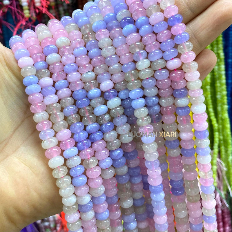 Wheels 5x8mm Natural Stone Light Ice Green Chalcedony Loose Spacer Beads for Jewelry Making Diy Bracelets Charms Accessories