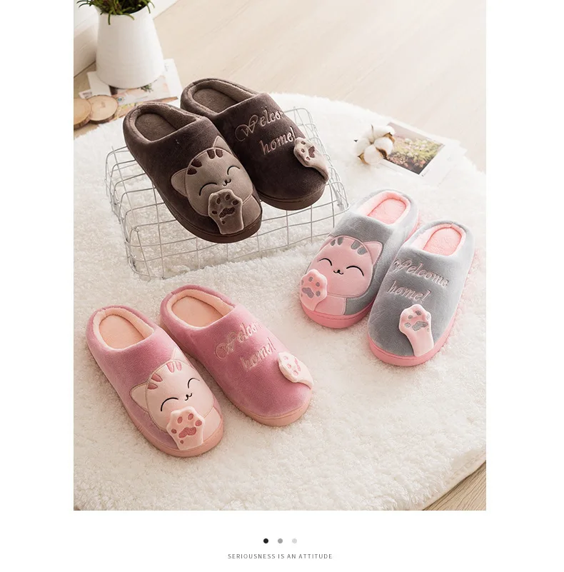 Winter-Wärme-Fellpantoffeln mit Cartoon-Katzen-Motiv, rutschfest, für Damen und Herren, weiche Hausschuhe für drinnen, Schlafzimmer, Jungen und Mädchen, Memory-Schaum-Bodenschuhe – Detail 9