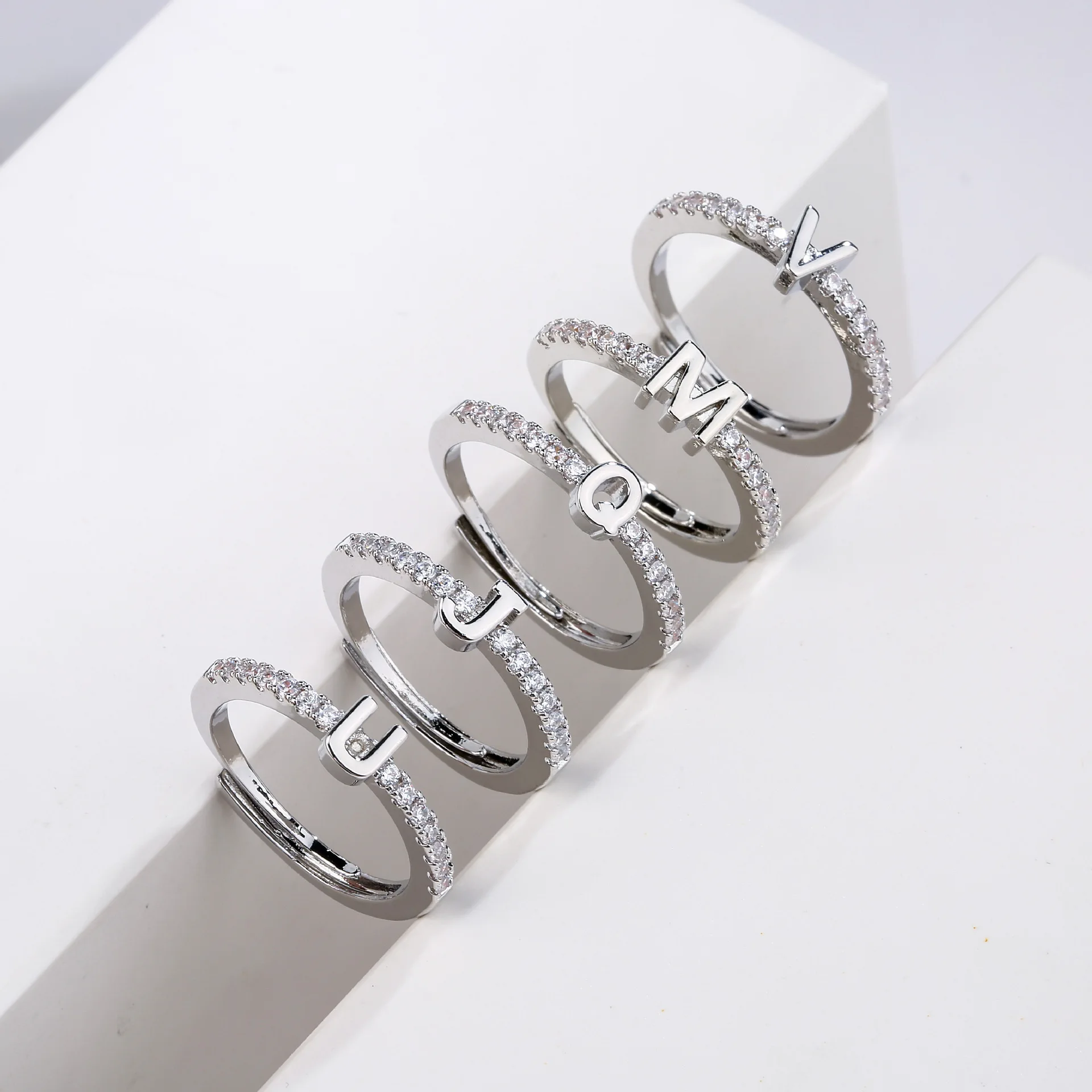 Hot Creative New Rings 26 Letter Rings Open Adjustable End Rings Fashion Jewelry