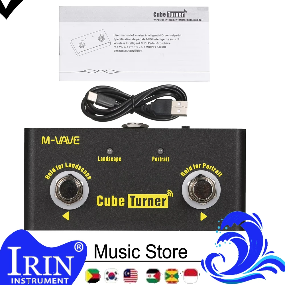 M-VAVE Cube Turner Plus Wireless Page Turner Sheet Turner Rechargeable Supports Looper Compatible with Android iOS Metal Shell