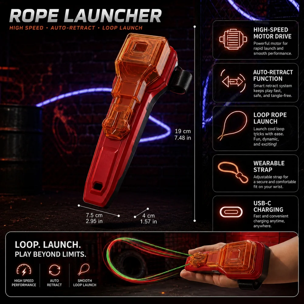 Spider Silk Rope Launcher Auto Retractable Wrist Toy Creative Cosplay Battle Game Luminous Loop Shooting Gift view 6