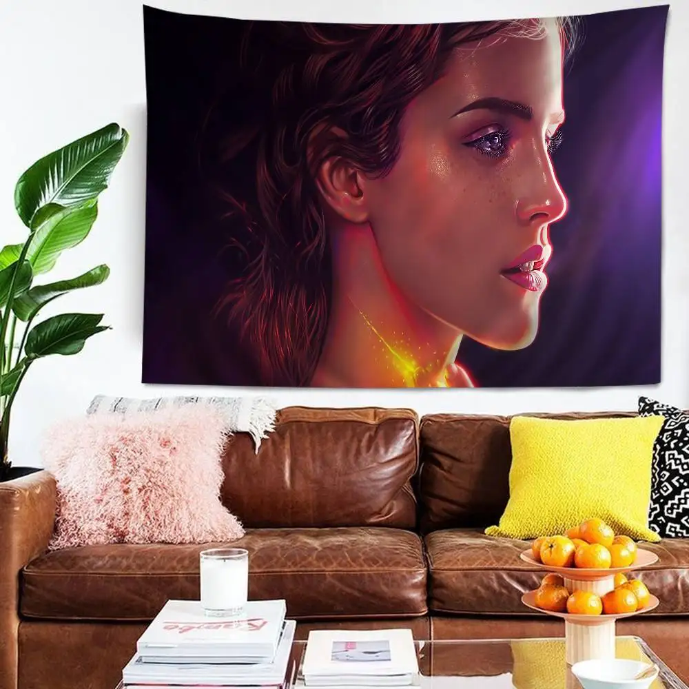 E-Emma Watson Actress Colorful Tapestry Wall Hanging Bohemian Wall Tapestries Mandala Wall Art Decor