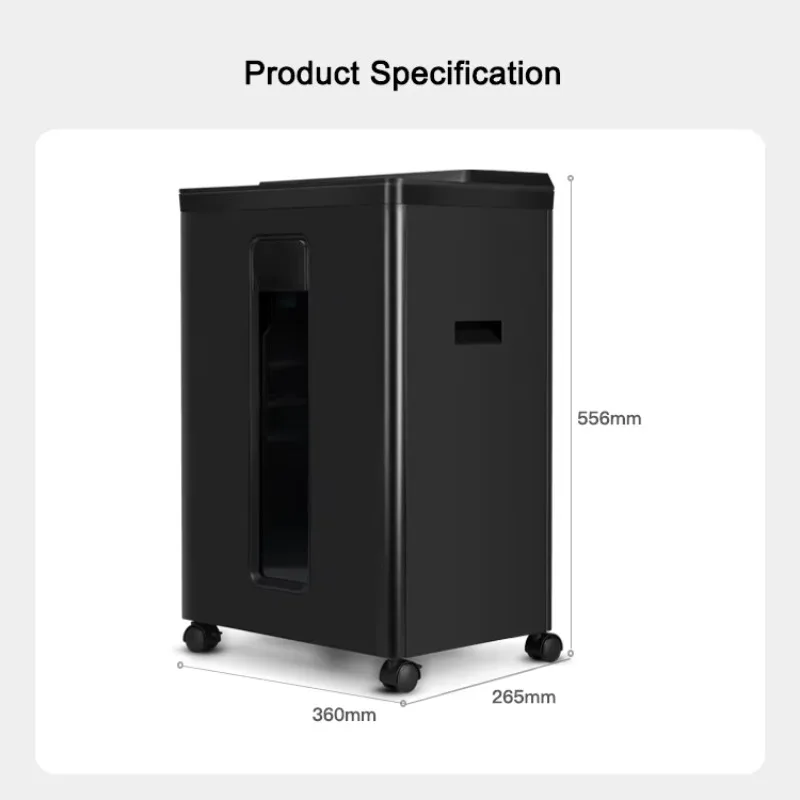 Distruggidocumenti A4 nero resistente da 15 fogli Distruggidocumenti per CD 4 * 40 mm con alimentazione elettrica per carta esaurita da ufficio