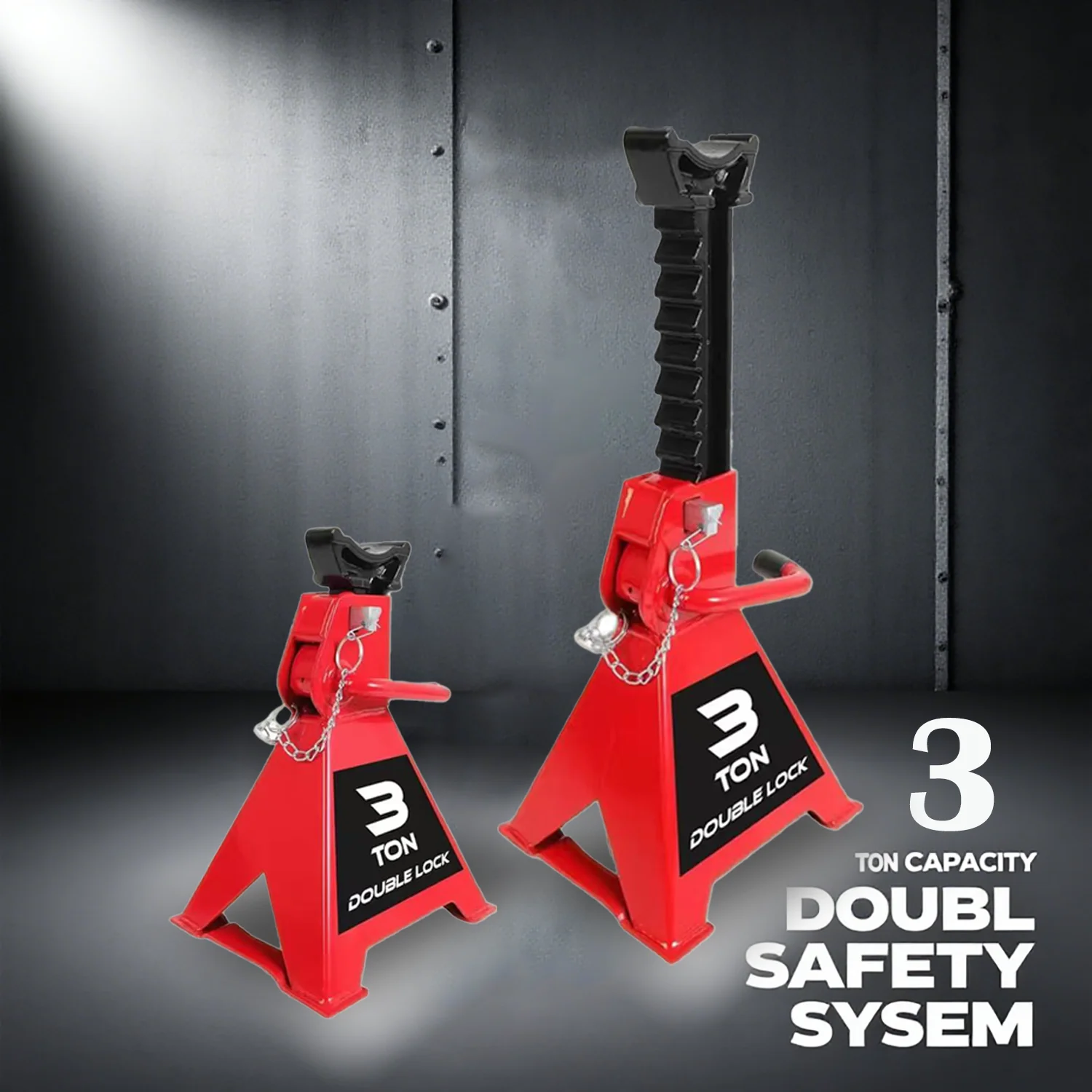 

Автостойчивые подставки со стальным домкратом емкостью 6000 фунтов или 3 тонны, 1 пара, красные