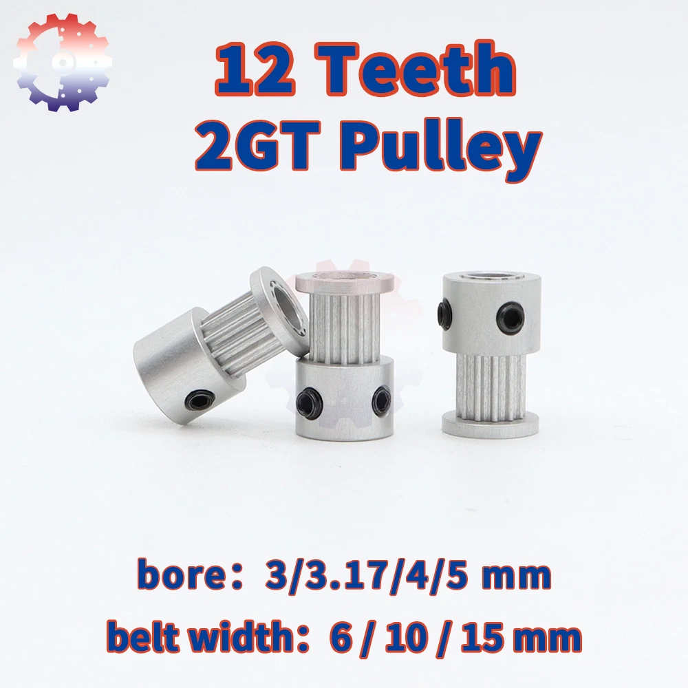 

12Teeth 2GT Timing Pulley Bore 3/3.17/4/5mm Belt Width 6/10/15mm 2M GT2 12 Teeth 12T Belt Pulley 3D Printer Parts Pulleys Wheel