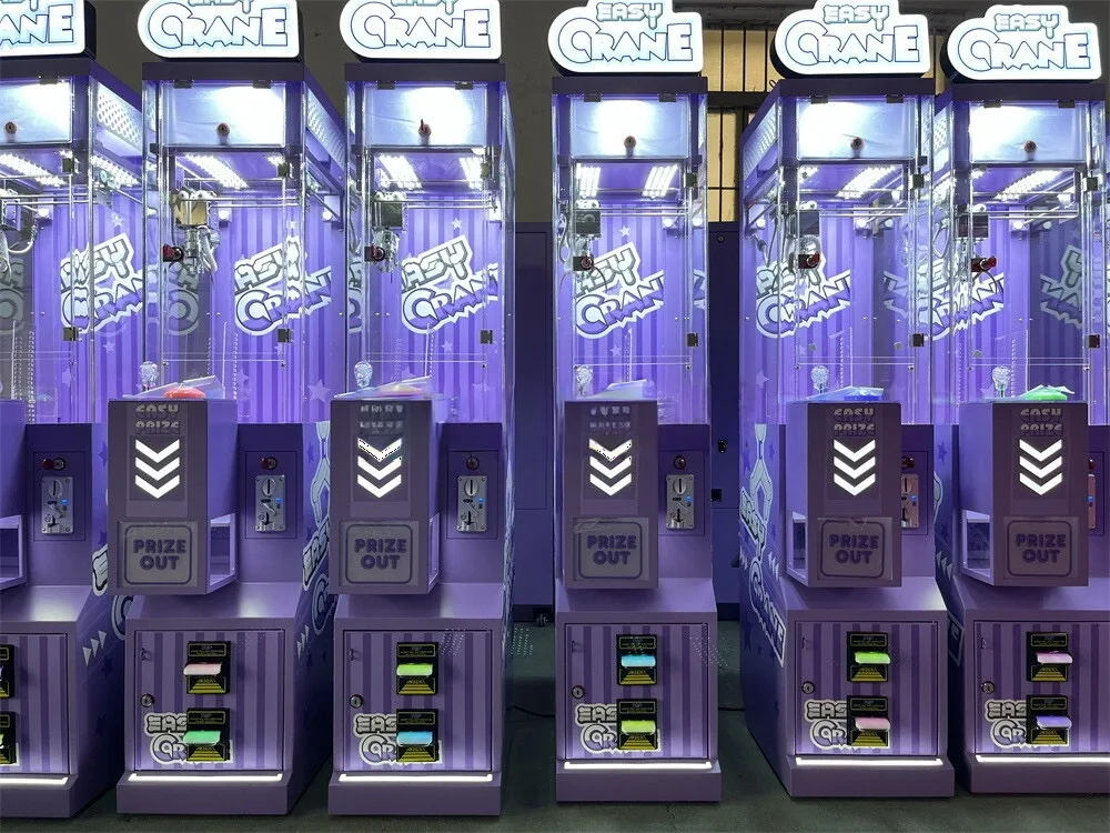 Coin Operated Claw Machine Claw Machine with Double Bill Acceptor Mini Toy Crane Machine Purple and Red Color