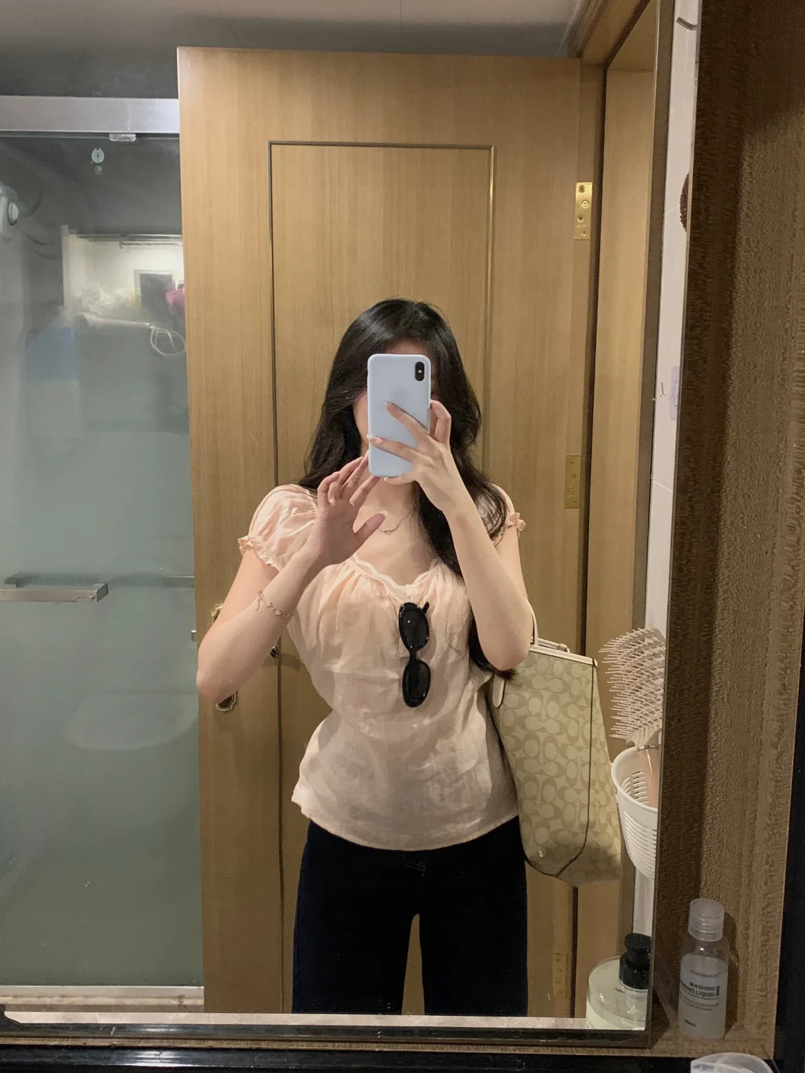 

Kumikumi Sweet Style Pure Color Slim Fit Bubble Sleeve Shirt Women's Summer Anti-Aging Slimming Casual Short Top