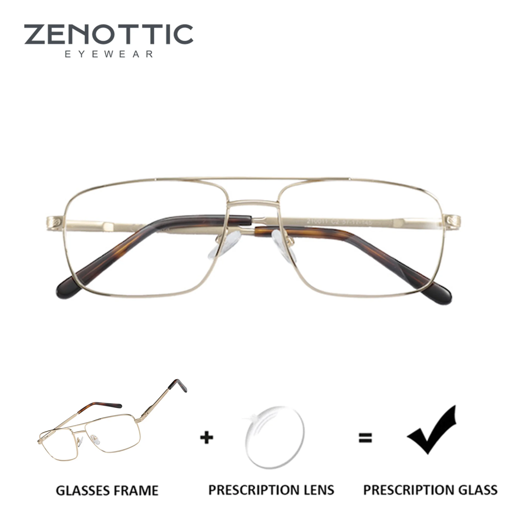 ZENOTTIC (XL Size) Fashion Aviator Progressive Prescription Glasses Pilot Myopia Eyewear Progressive Optical Eyeglasses Men