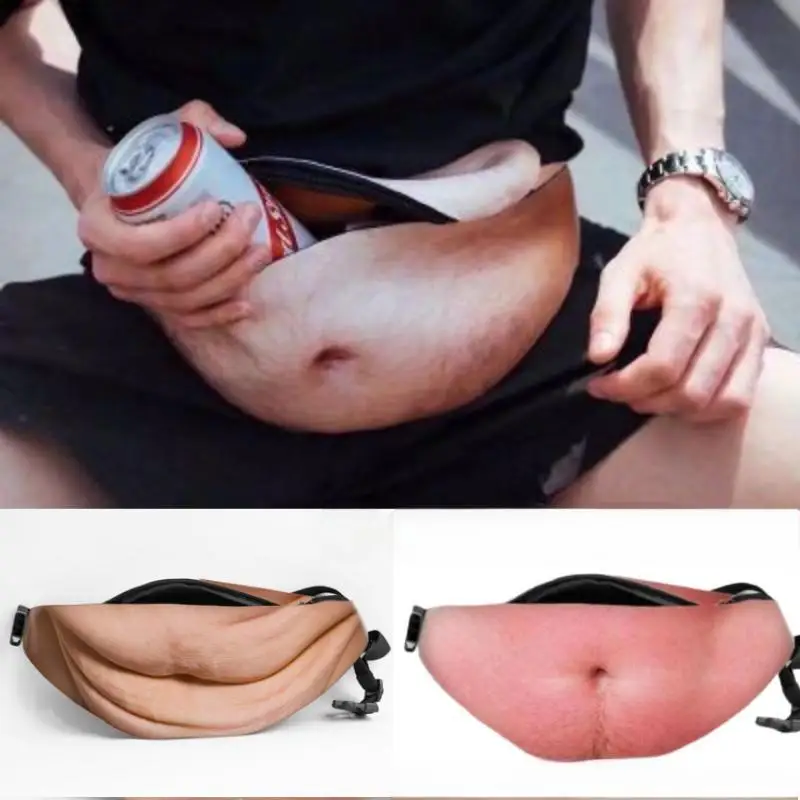 Novelty Realistic Dad Bod Fanny Pack With Hidden Pocket Funny Large Capacity Waist Bag For Halloween Party Prank Daily Storage