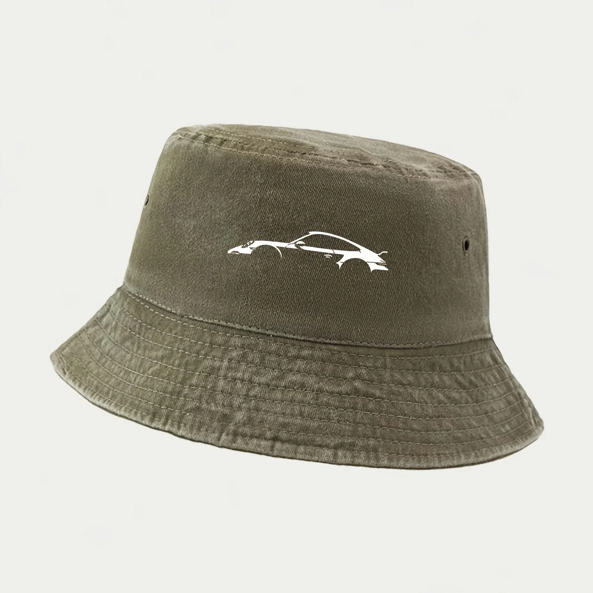High-Quality Vintage Sports Car Silhouette Printed Fisherman Hat for Fishing, Lure, And Casual Wear, Foldable And Portable Bucke