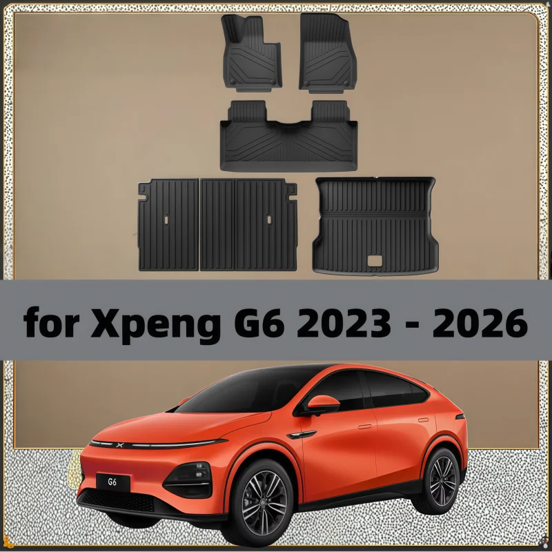 Für Xpeng G6 2023 2024 2025 2026 Auto-Fußmatten Kofferraummatte TPE 3D Fußmatte Allwetter SCHWARZ
