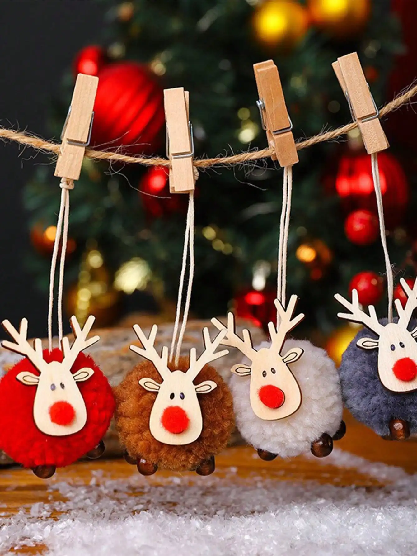 4pcs Christmas felt deer pendant, Christmas tree decoration, Christmas presents, Christmas decorations, small pendant, gifts