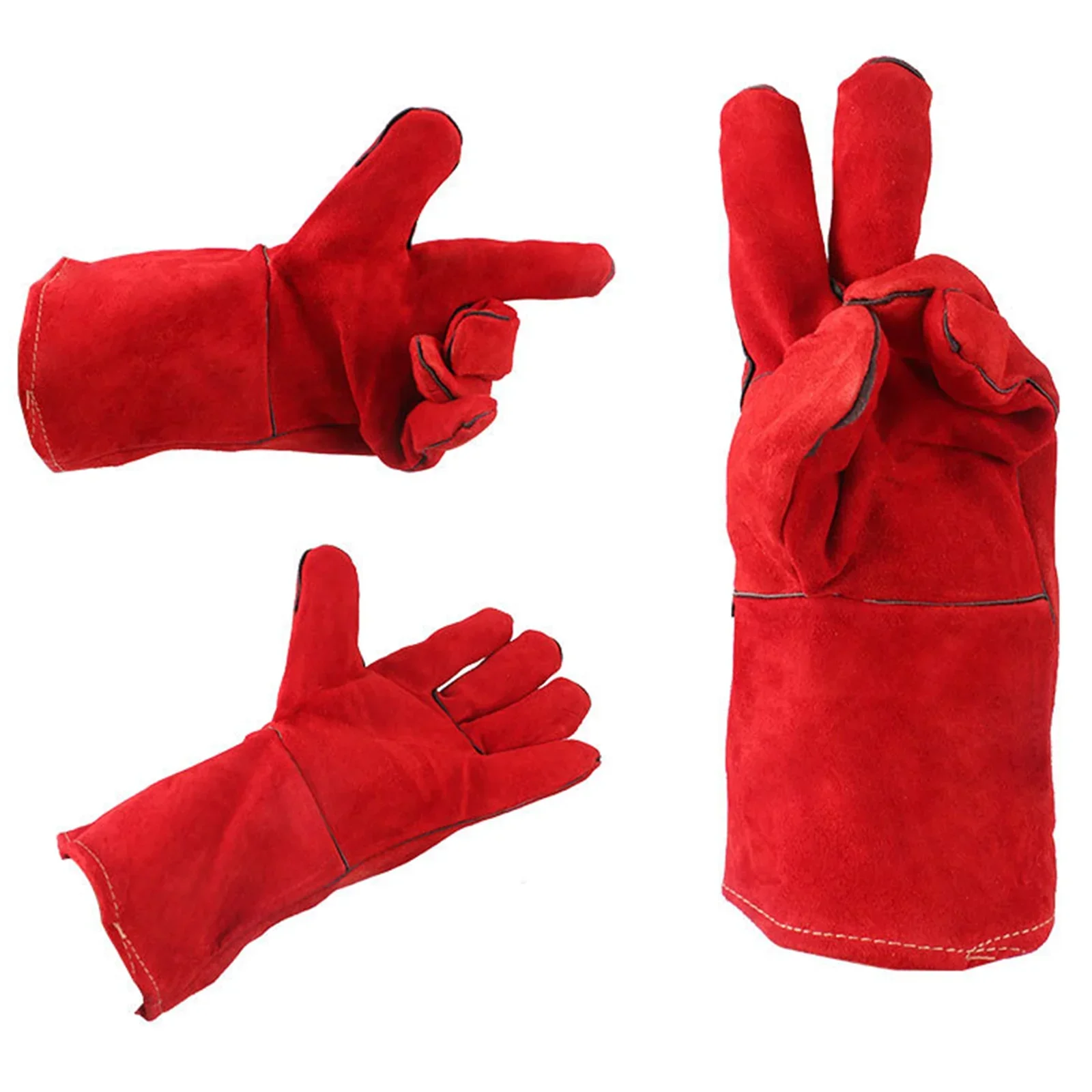 Welding Gloves Leather Work Fire/Heat Resistant Welding Gloves Wood Log Burner Safety Gloves For Mig Tig Stick Forge BBQ Grill